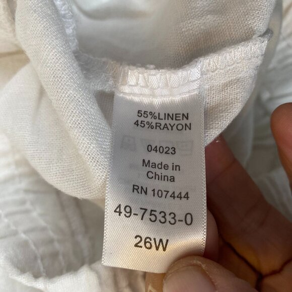 Jessica London Womens Pants 26W White Linen-Blend Wide Leg Casual Pull On Summer - Picture 7 of 10